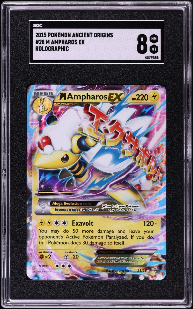 2015 Pokemon XY Ancient Origins Holo M Ampharos Ex #28 SGC 8 NM-MT