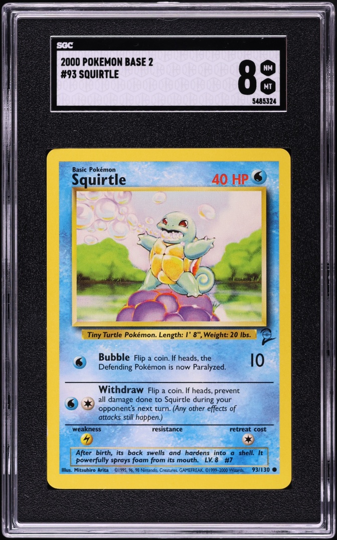 2000 Pokemon Base Set 2 Squirtle #93 SGC 8 NM-MT