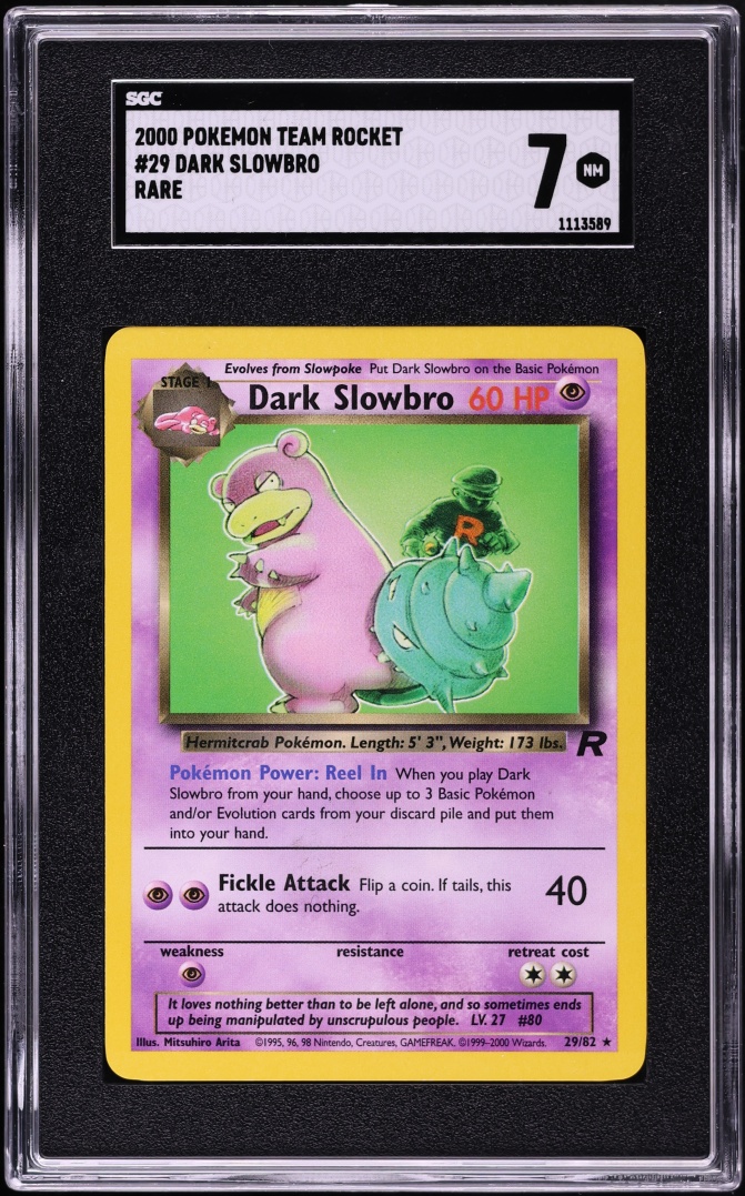 2000 Pokemon Team Rocket Dark Slowbro #29 SGC 7 NRMT