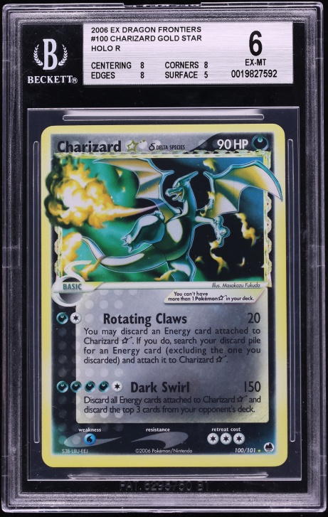2006 Pokemon EX Dragon Frontiers Holo Charizard Gold Star #100 BGS 6 EXMT