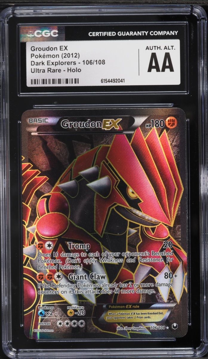 2012 Pokemon Black & White Dark Explorers Full Art Groudon EX #106 CGC ALTERED AUTH