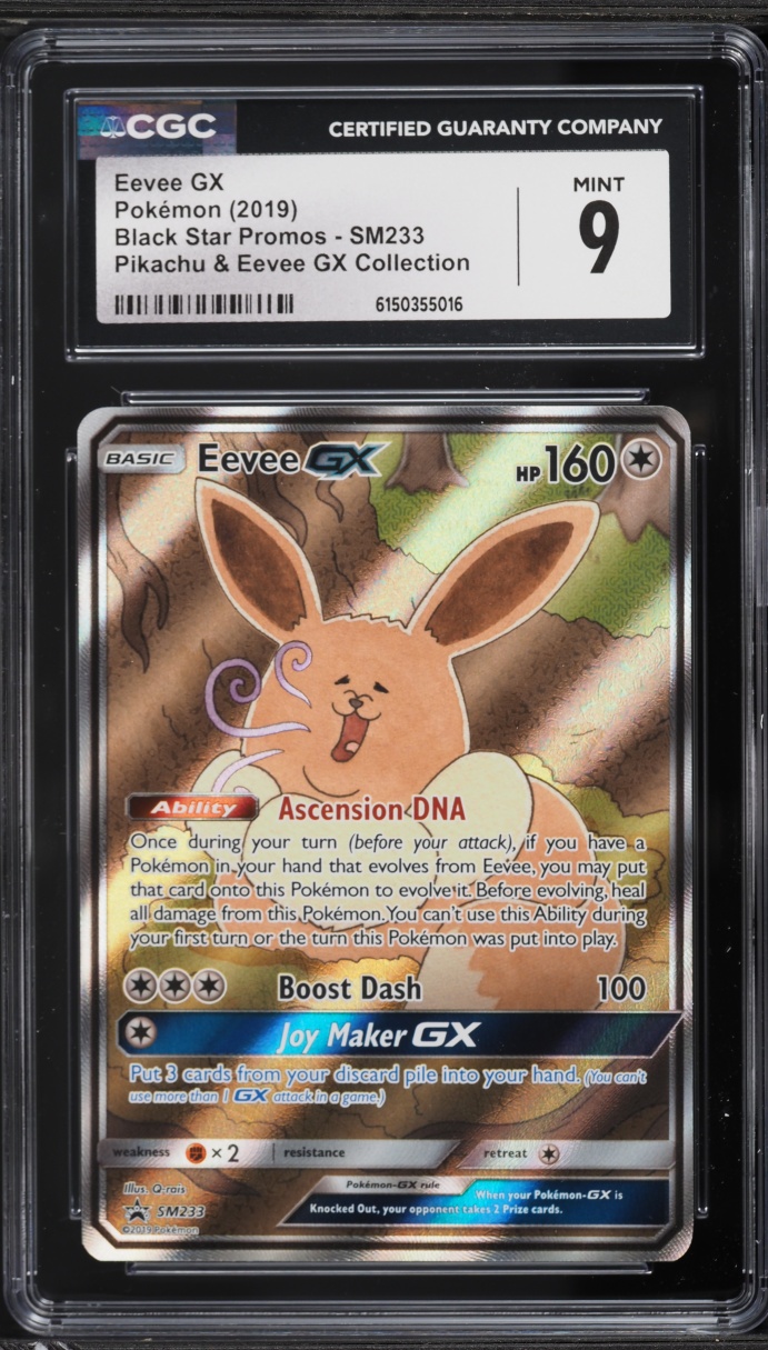 2019 Pokemon Sun & Moon Promo Pikachu GX Full Art Eevee GX #SM233 CGC 9 MINT