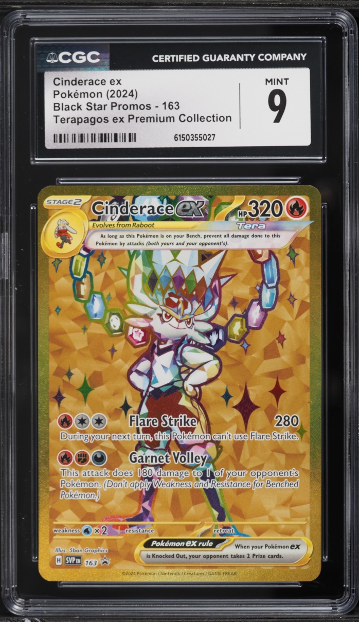 2024 Pokemon SV Promo Terapagos ex Ultra Premium Collection Gold Rare Cinderace EX #163 CGC 9