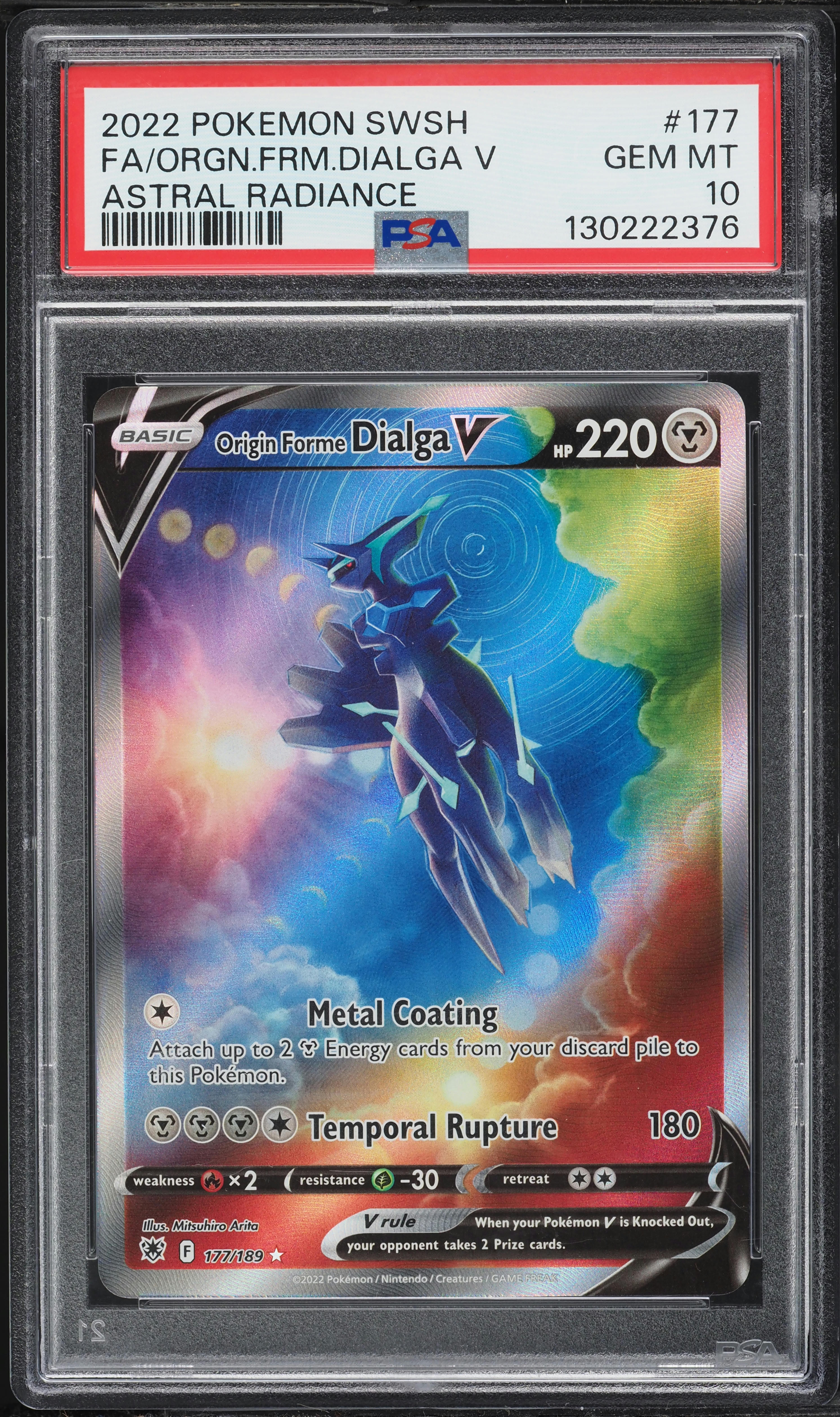 2022 Pokemon Sword & Shield Astral Radiance Full Art Origin Forme Dialga V #177 PSA 10 GEM MINT