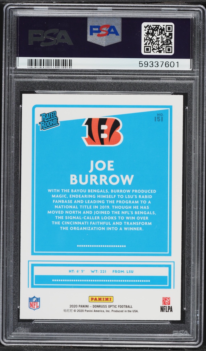 2020 Donruss Optic Joe Burrow ROOKIE #151 PSA 9 MINT