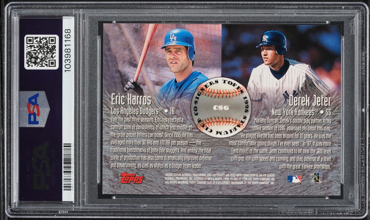 1998 Stadium Club Co-Signers Derek Jeter Eric Karros AUTO #CS6 PSA 9 MINT