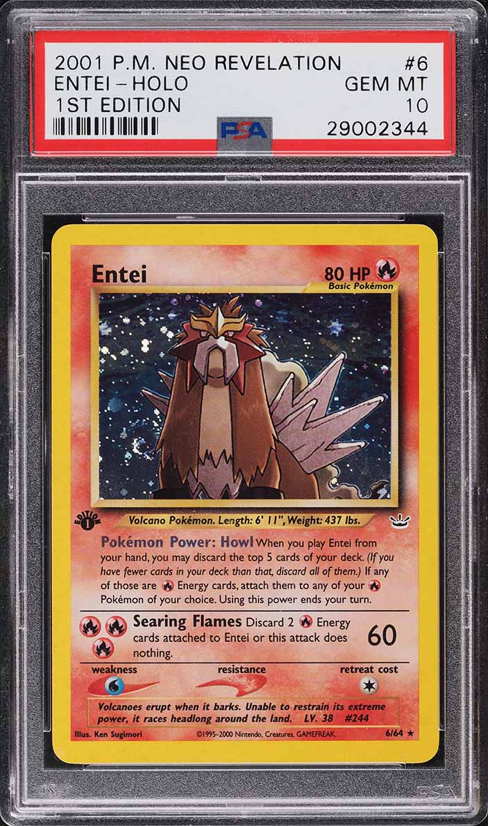 2001 Pokemon Neo Revelation 1st Edition Holo Entei #6 PSA 10 GEM MINT
