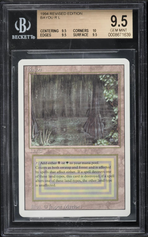 1994 Magic The Gathering MTG Revised Dual Land Bayou FBB BGS 8.5