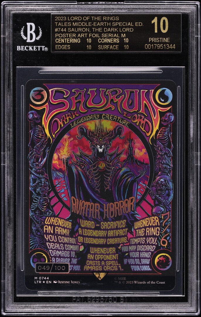 2023 MTG Tales Of Middle-Earth Poster Art Foil Sauron, The Dark Lord /100 BGS 10 BLACK LABEL