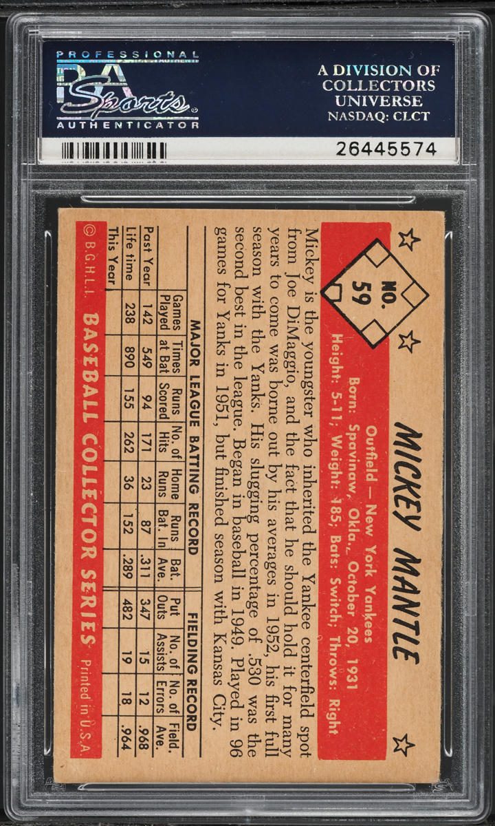 1953 Bowman Color Mickey Mantle #59 PSA 4.5 VGEX+
