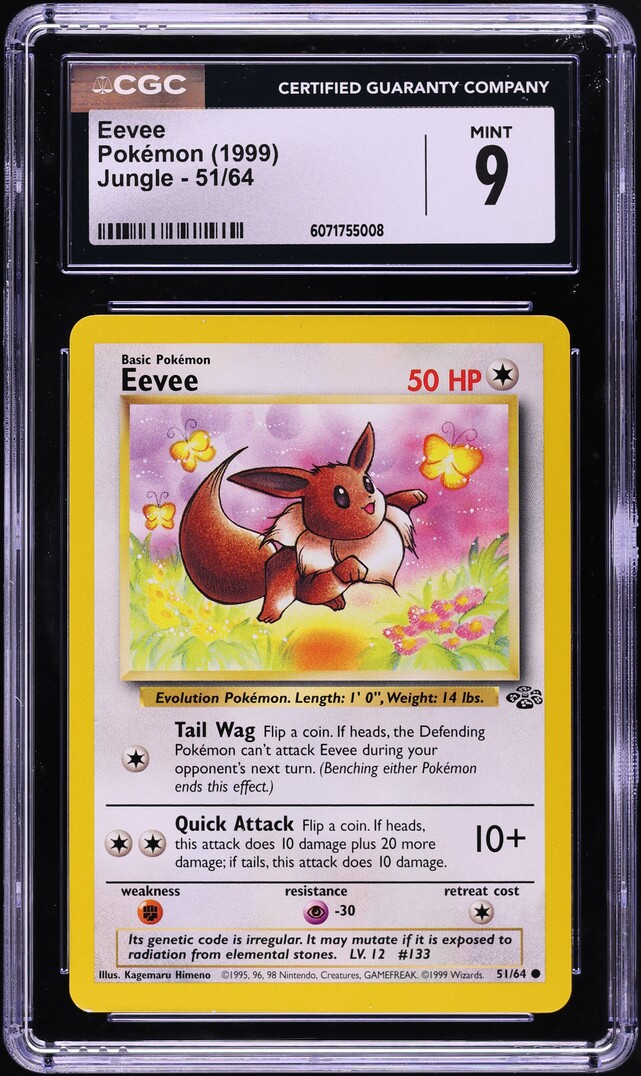 1999 Pokemon Jungle Eevee #51 CGC 9 MINT