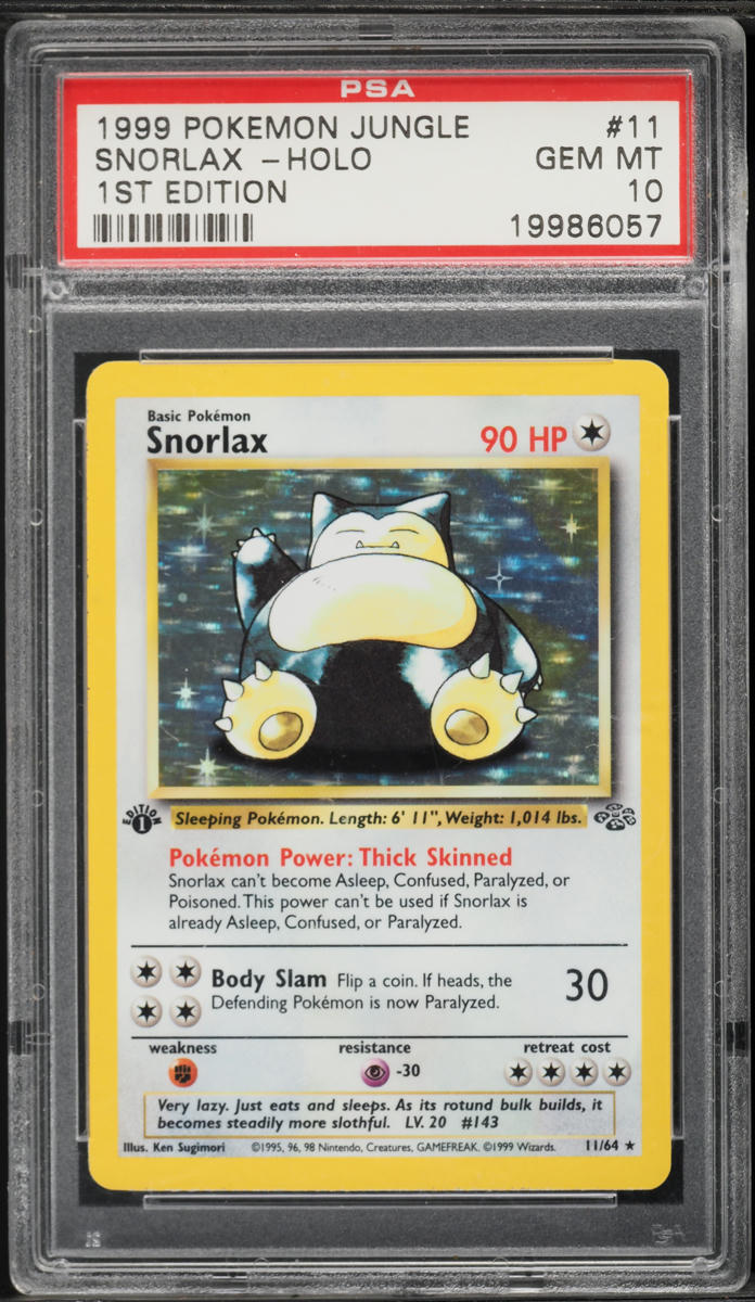 1999 Pokemon Jungle 1st Edition Holo Snorlax #11 PSA 10 GEM MINT