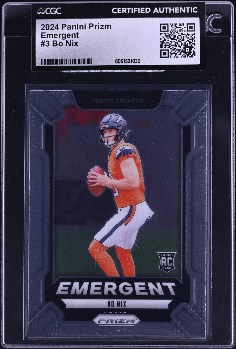 2024 Panini Prizm Emergent Bo Nix ROOKIE #3 CGC AUTH