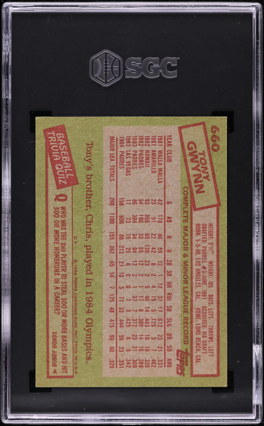1985 Topps Tony Gwynn #660 SGC 6 EXMT