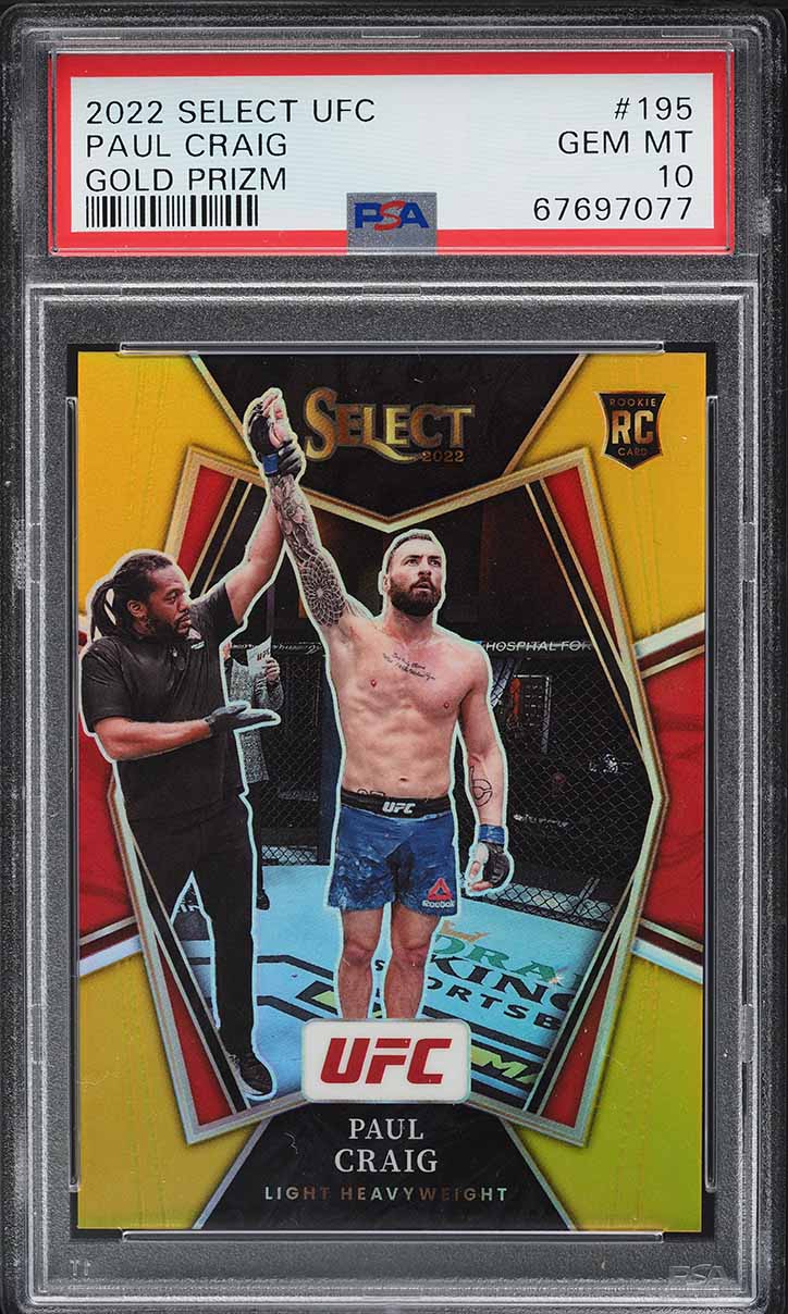 2022 Select UFC Premier Level Gold Prizm Paul Craig ROOKIE /10 #195 PSA 10 GEM