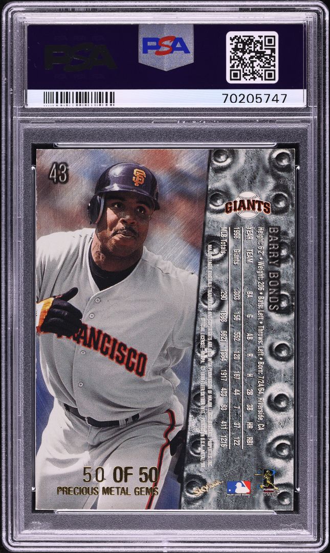 1999 Metal Universe Precious Metal Gems PMG Barry Bonds 50/50 #43 PSA 8 NM-MT