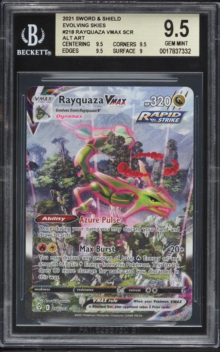 2021 Pokemon Sword & Shield Evolving Skies Alt Art Rayquaza Vmax #218 BGS 9.5 GEM MINT