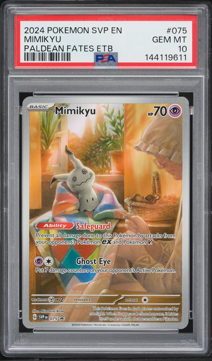 2024 Pokemon Scarlet & Violet Promo Paldean Fates ETB Full Art Mimikyu #75 PSA 10 GEM MINT