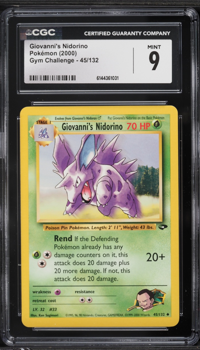 2000 Pokemon Gym Challenge Giovanni's Nidorino #45 CGC 9 MINT
