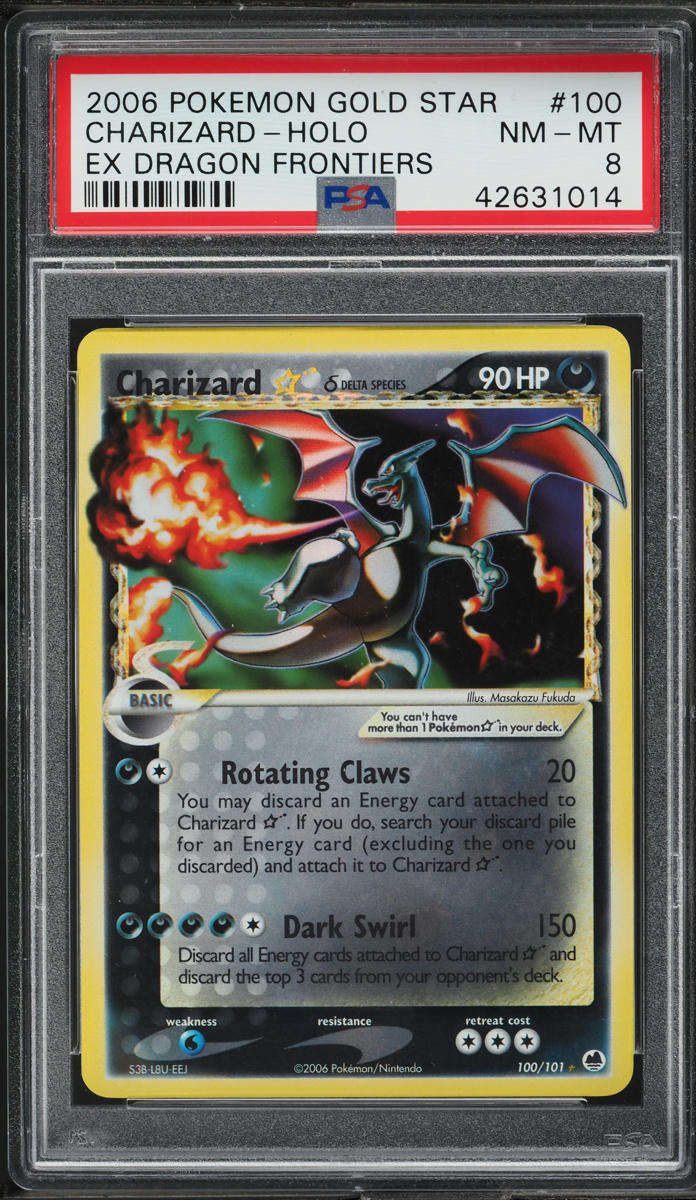 2006 Pokemon EX Dragon Frontiers Holo Charizard Gold Star #100 PSA 8 NM-MT