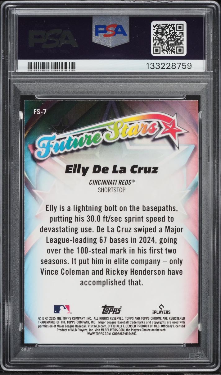 2025 Topps Chrome Future Stars Elly De La Cruz #FS-7 PSA 10 GEM MINT