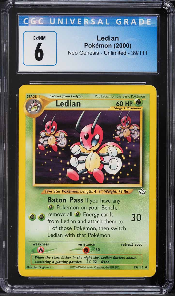 2000 Pokemon Neo Genesis Ledian #39 CGC 6 EXMT