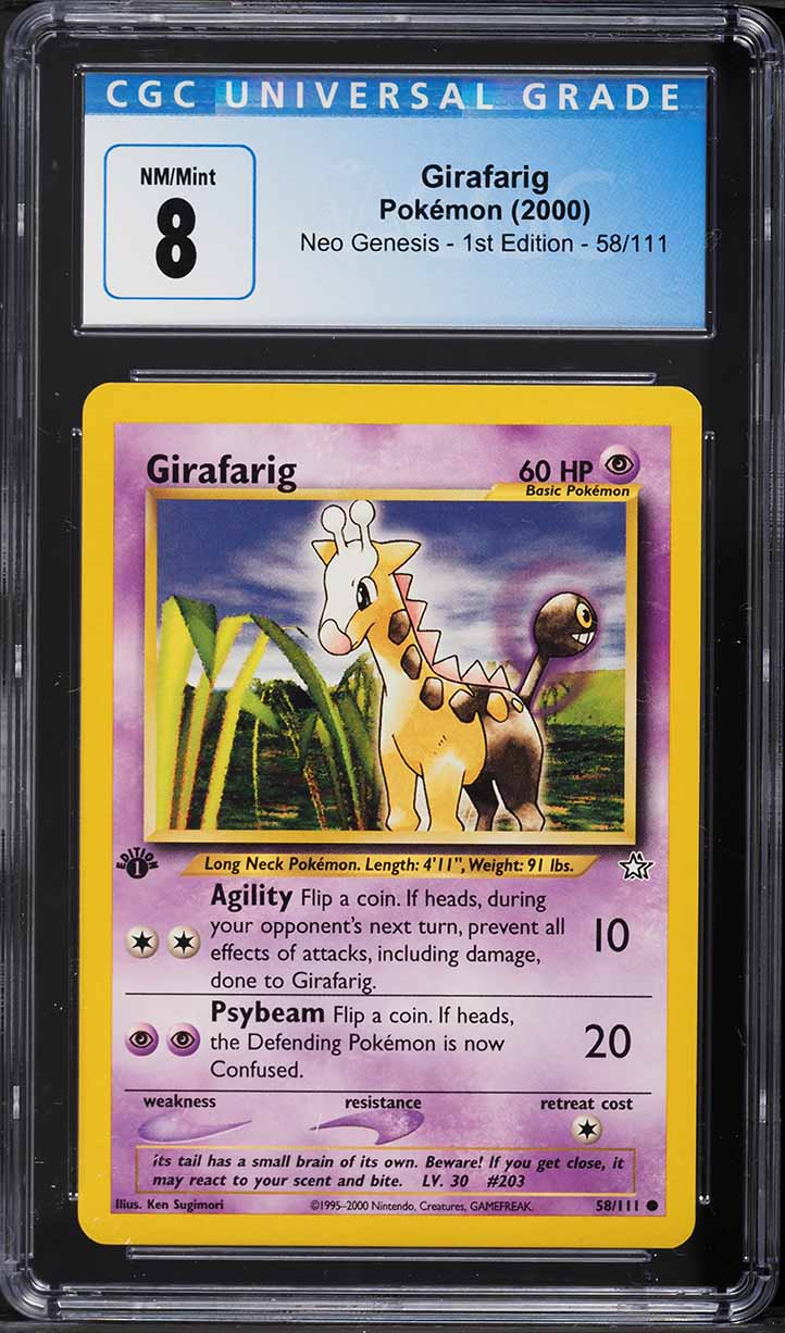 2000 Pokemon Neo Genesis 1st Edition Girafarig #58 CGC 8 NM-MT