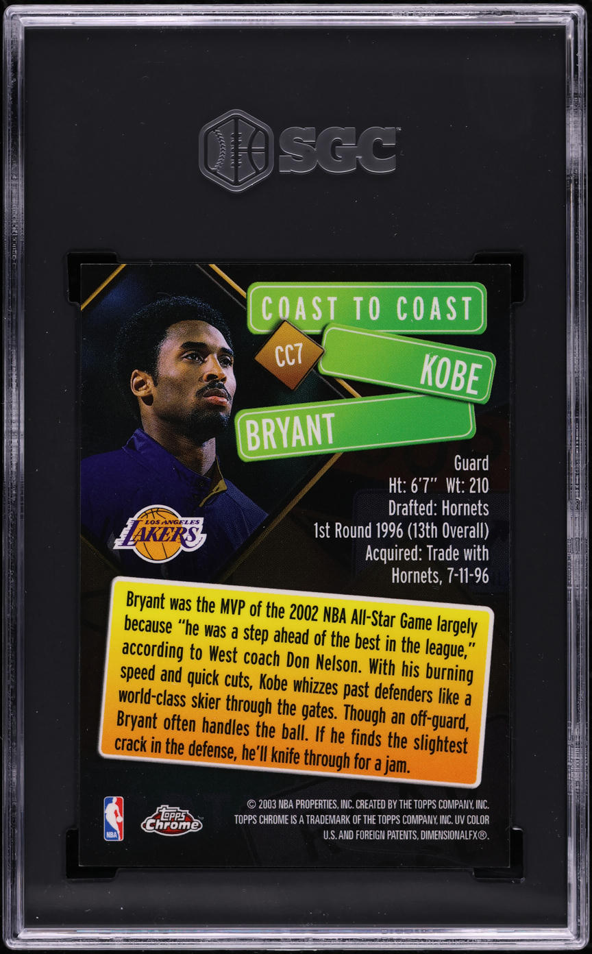 2002 Topps Chrome Coast To Coast Kobe Bryant #CC7 SGC 8.5 NM-MT+