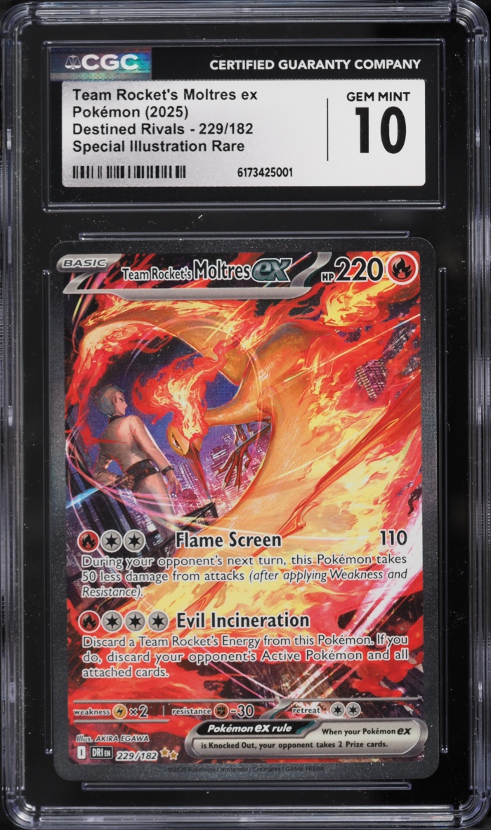 2025 Pokemon Scarlet & Violet Destined Rivals SIR Team Rocket's Moltres EX #229 CGC 10 GEM MINT