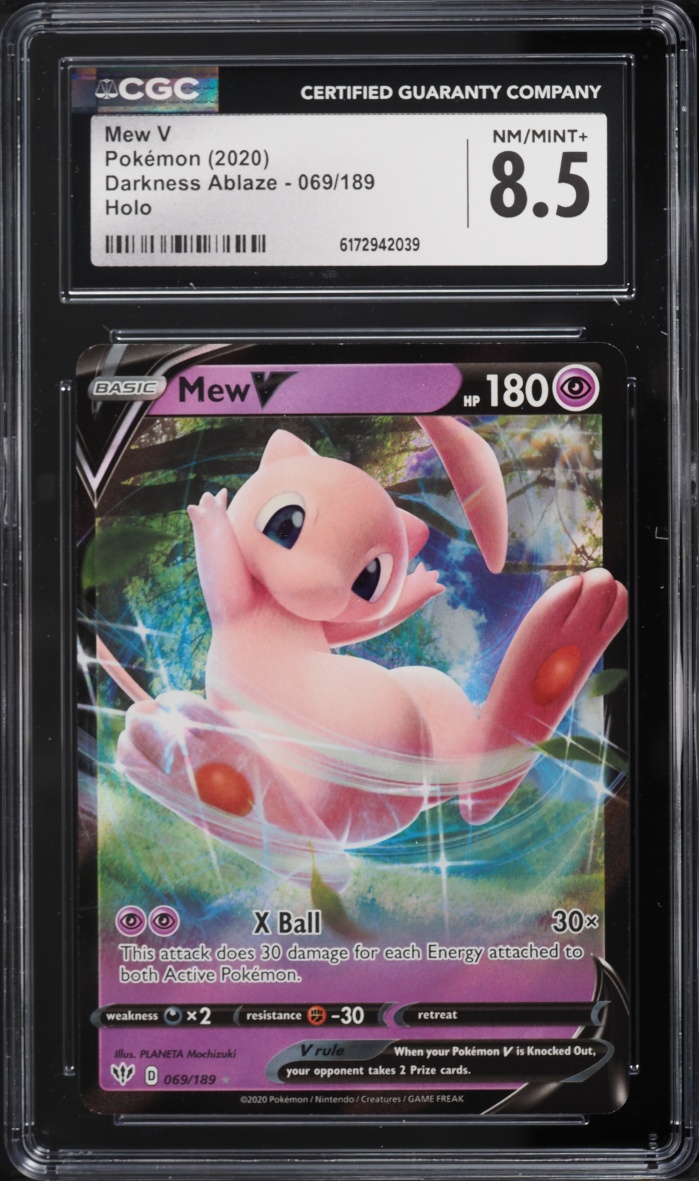 2020 Pokemon Sword & Shield Darkness Ablaze Holo Mew V #69 CGC 8.5 NM-MT+