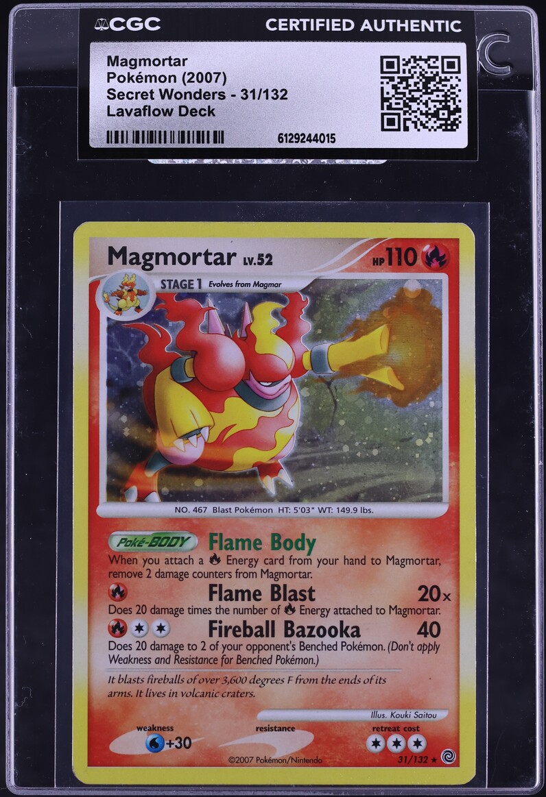 2007 Pokemon  Diamond & Pearl Secret Wonders Lavaflow Deck Magmortar #31 CGC AUTH