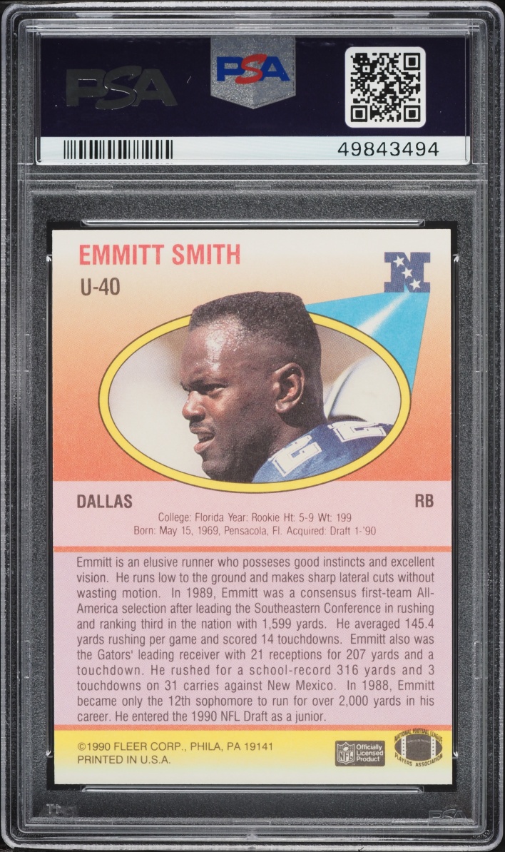 1990 Fleer Update Emmitt Smith #U-40 PSA 9 MINT