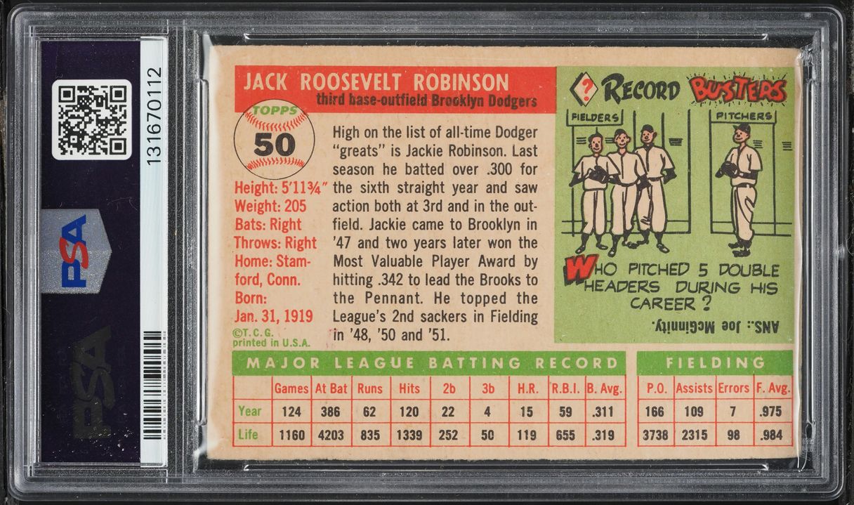 1955 Topps Jackie Robinson #50 PSA 3 VG