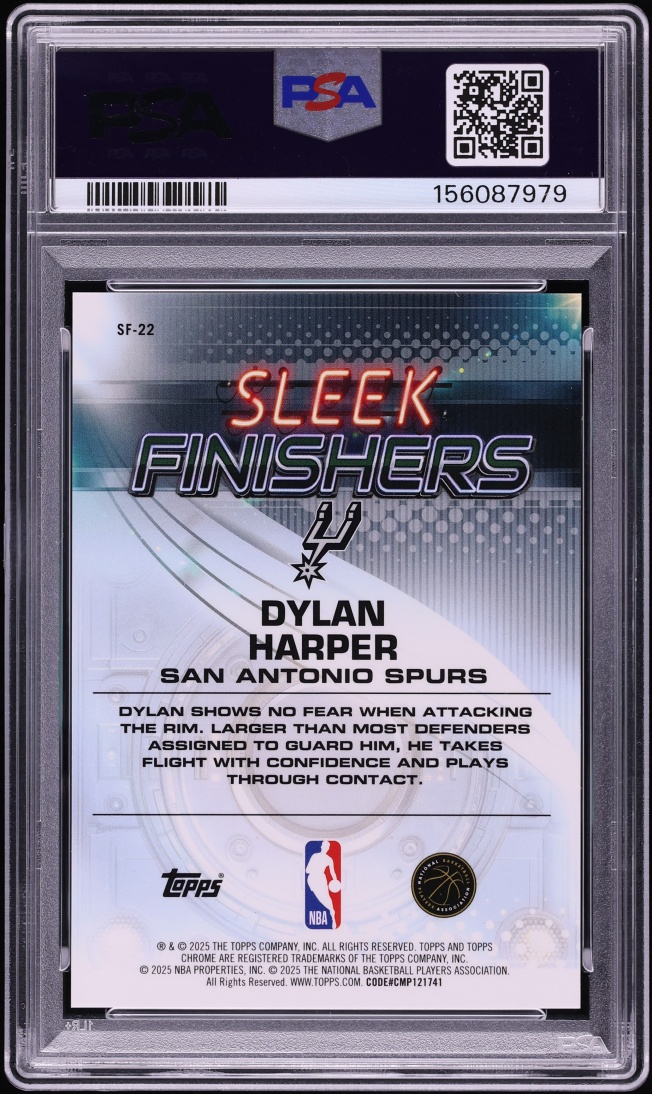 2025 Topps Chrome Sleek Finishers Black Geometric Dylan Harper ROOKIE #SF-22 PSA 10 GEM MINT