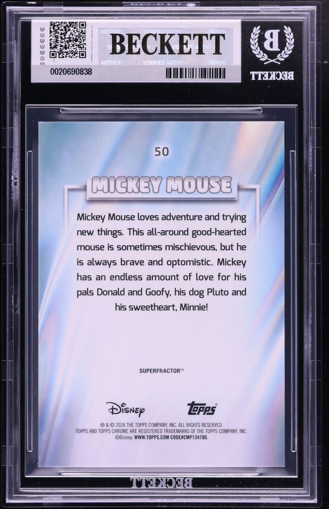 2026 Topps Chrome Disney Superfractor Mickey Mouse 1/1 #50 BGS 9
