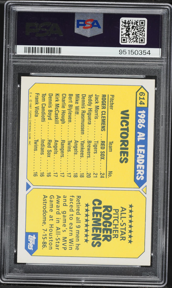 1987 Topps Tiffany All-Star Roger Clemens #614 PSA 10 GEM MINT