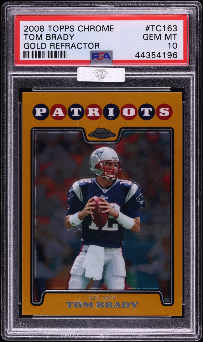 2008 Topps Chrome Gold Refractor Tom Brady /199 #TC163 MBA PSA 10 GEM MINT