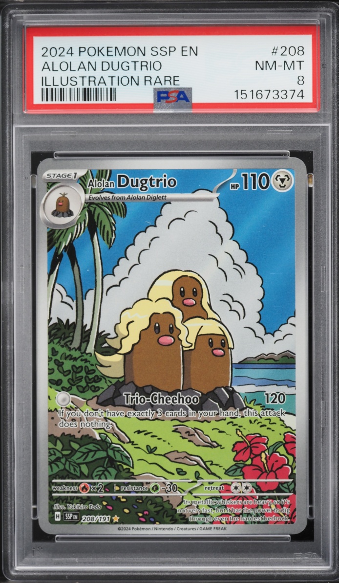 2024 Pokemon Scarlet & Violet Surging Sparks IR Alolan Dugtrio #208 PSA 8 NM-MT