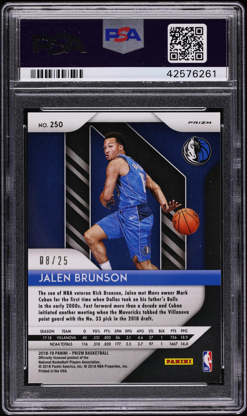 2018 Panini Prizm Mojo Jalen Brunson ROOKIE /25 #250 PSA 10 GEM MINT