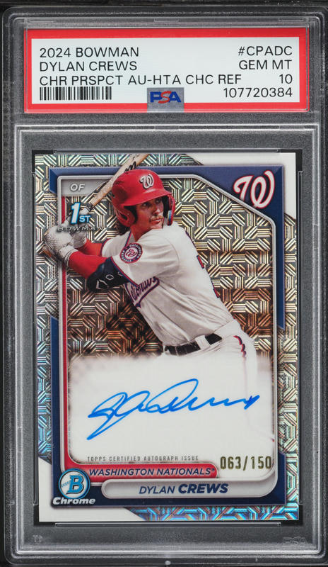 2024 Bowman Chrome Dylan Crews PROSPECT AUTO #CPA-DC PSA 10 GEM