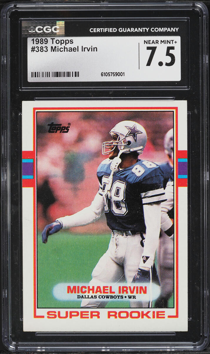 1989 Topps Football Michael Irvin ROOKIE #383 CGC 7.5 NRMT+