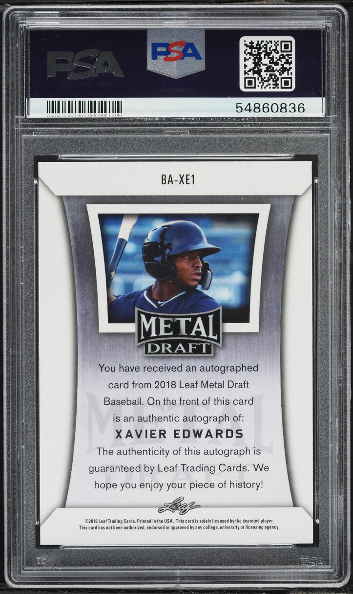 2018 Leaf Metal Draft Xavier Edwards ROOKIE AUTO #BA-XE1 PSA 10 GEM MINT