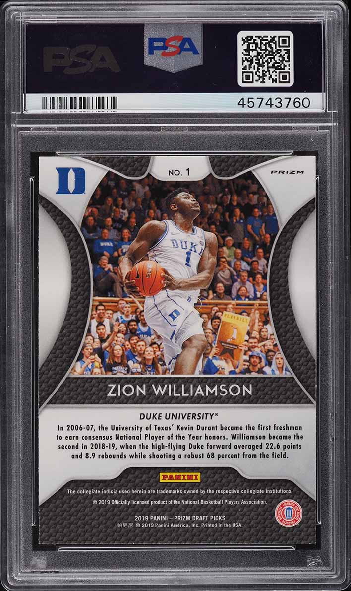 2019 Panini Prizm Draft Silver Prizms Zion Williamson ROOKIE