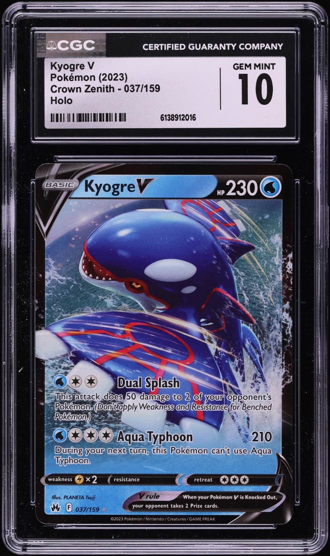 2023 Pokemon Sword & Shield Crown Zenith Holo Kyogre V #37 CGC 10 GEM MINT