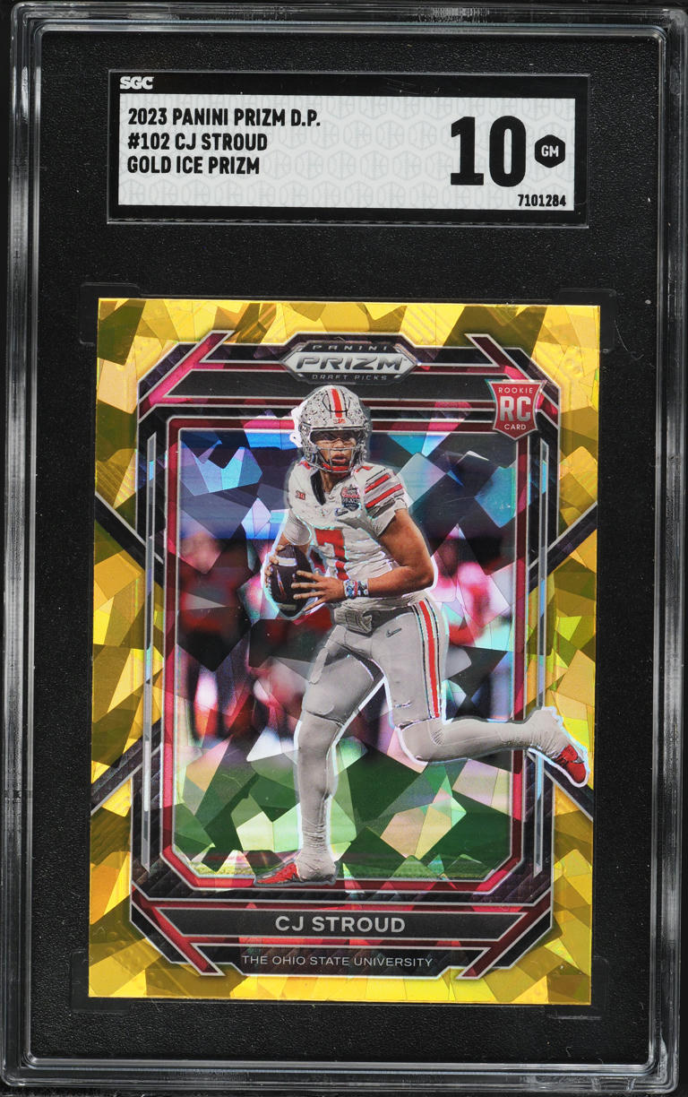 2023 Panini Prizm Draft Picks Gold Ice C.J. Stroud ROOKIE #102 SGC 10 GEM MINT