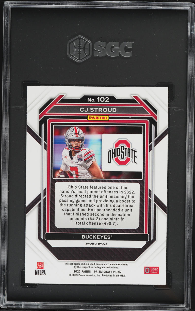 2023 Panini Prizm Draft Picks Gold Ice C.J. Stroud ROOKIE #102 SGC 10 GEM MINT