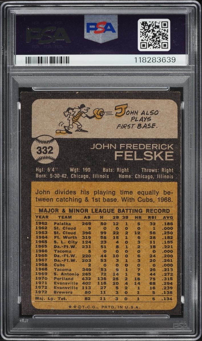 1973 Topps John Felske #332 PSA 6 EXMT