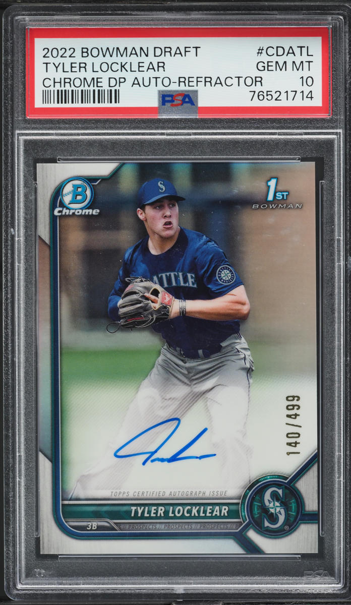 2022 Bowman Chrome Refractor Tyler Locklear PROSPECT AUTO /499 #CDATL PSA 10 GEM MINT