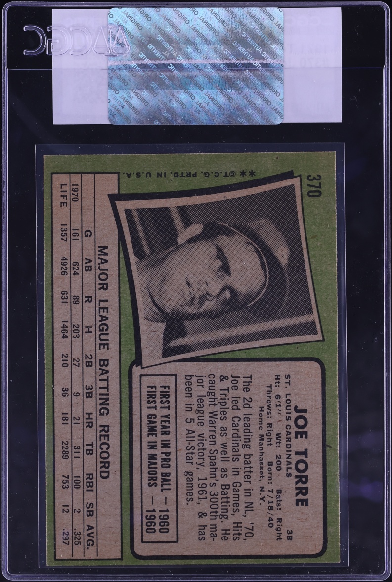 1971 Topps Joe Torre #370 CGC AUTH