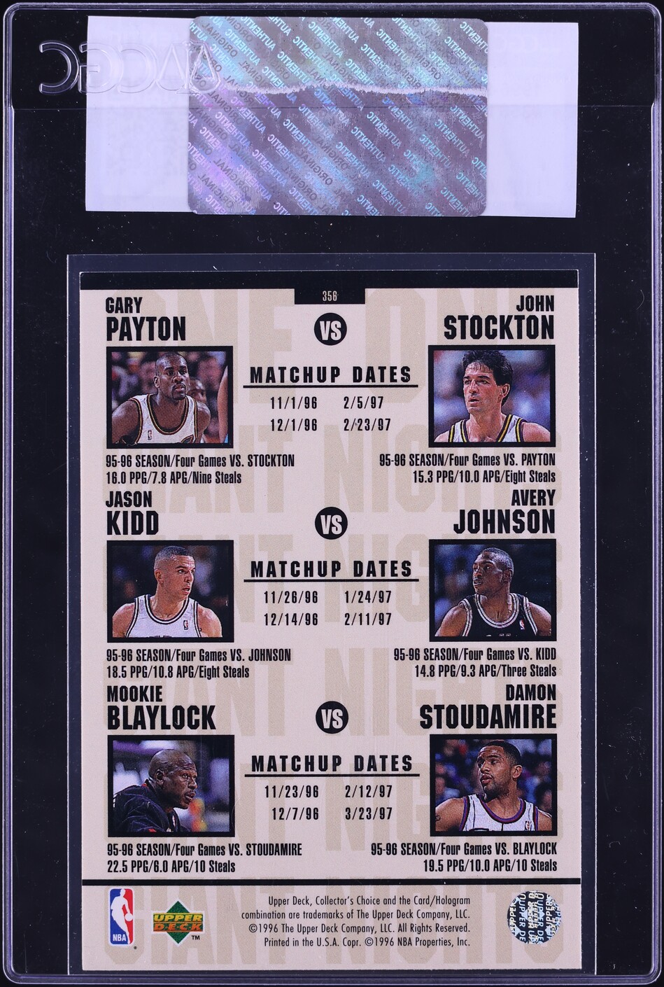 1996 Collector's Choice Anfernee Hardaway Michael Jordan #356 CGC AUTH